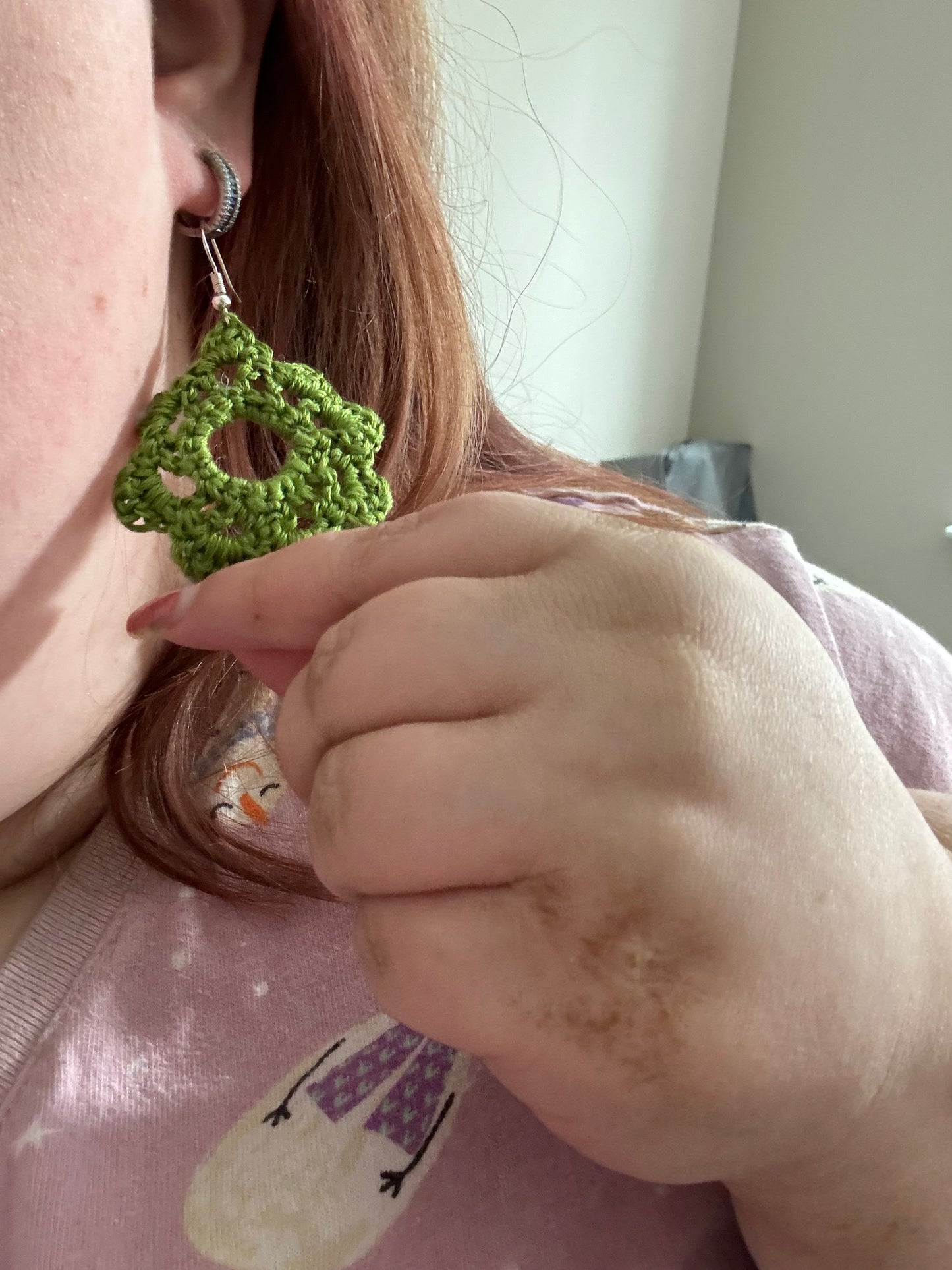 Mandala green earrings